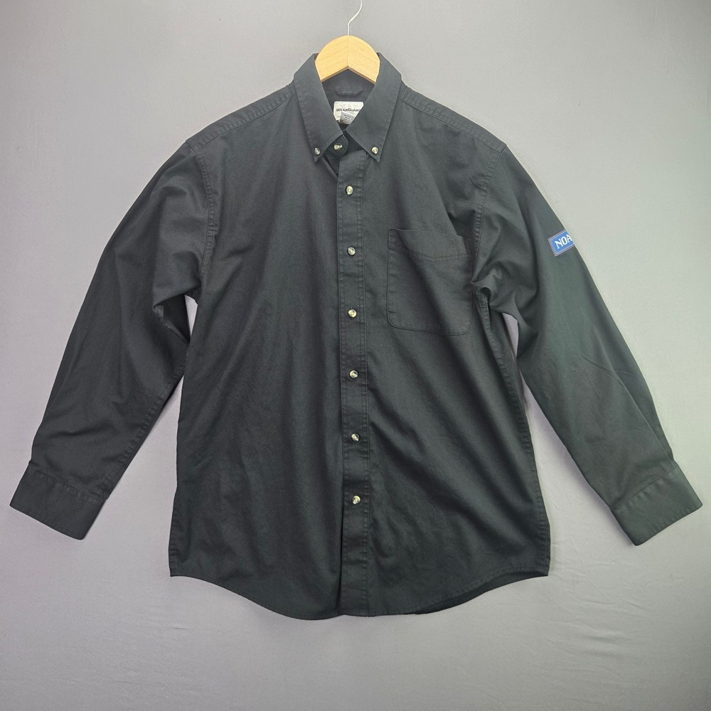 WearGuard Work Shirt Button Up Size M Black Noah's Patch Long Sleeve Utility